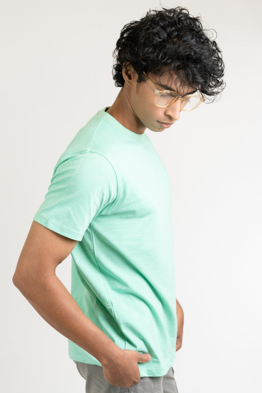 Mens Pastel Green Classic Crew Neck - Hippikart