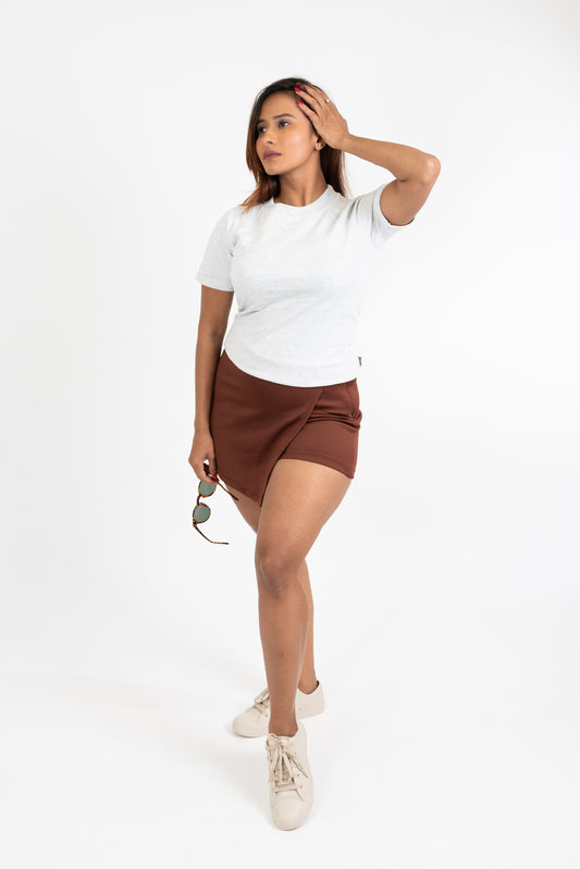 Womens Ecru Melange French Terry Raglan Crew Neck - Hippikart