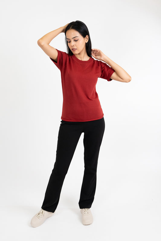 Womens Rust French Terry Raglan Crew Neck - Hippikart