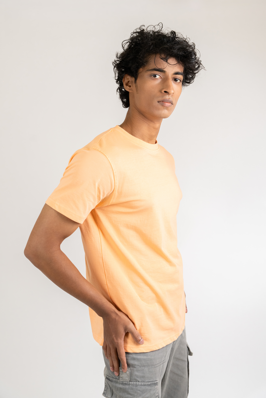 Mens Light Orange Classic Crew Neck - Hippikart