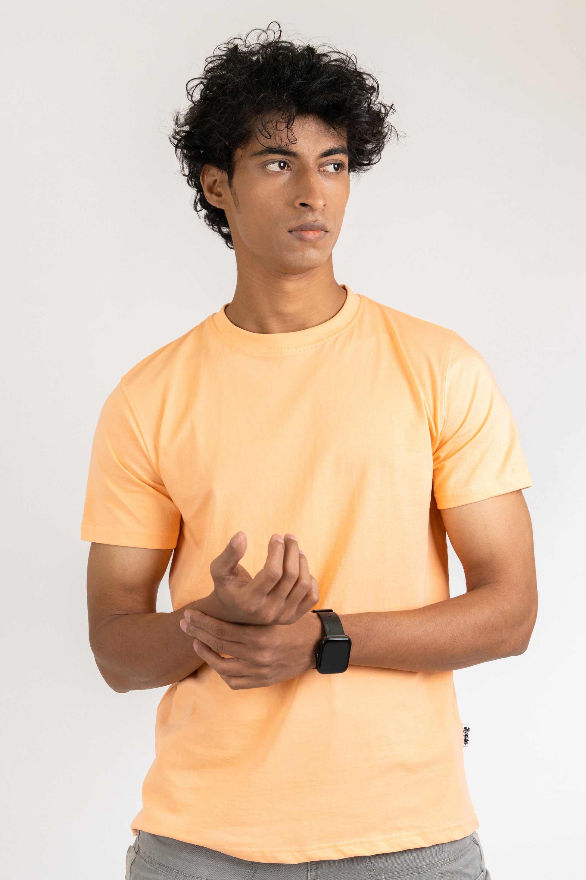 Mens Light Orange Classic Crew Neck - Hippikart