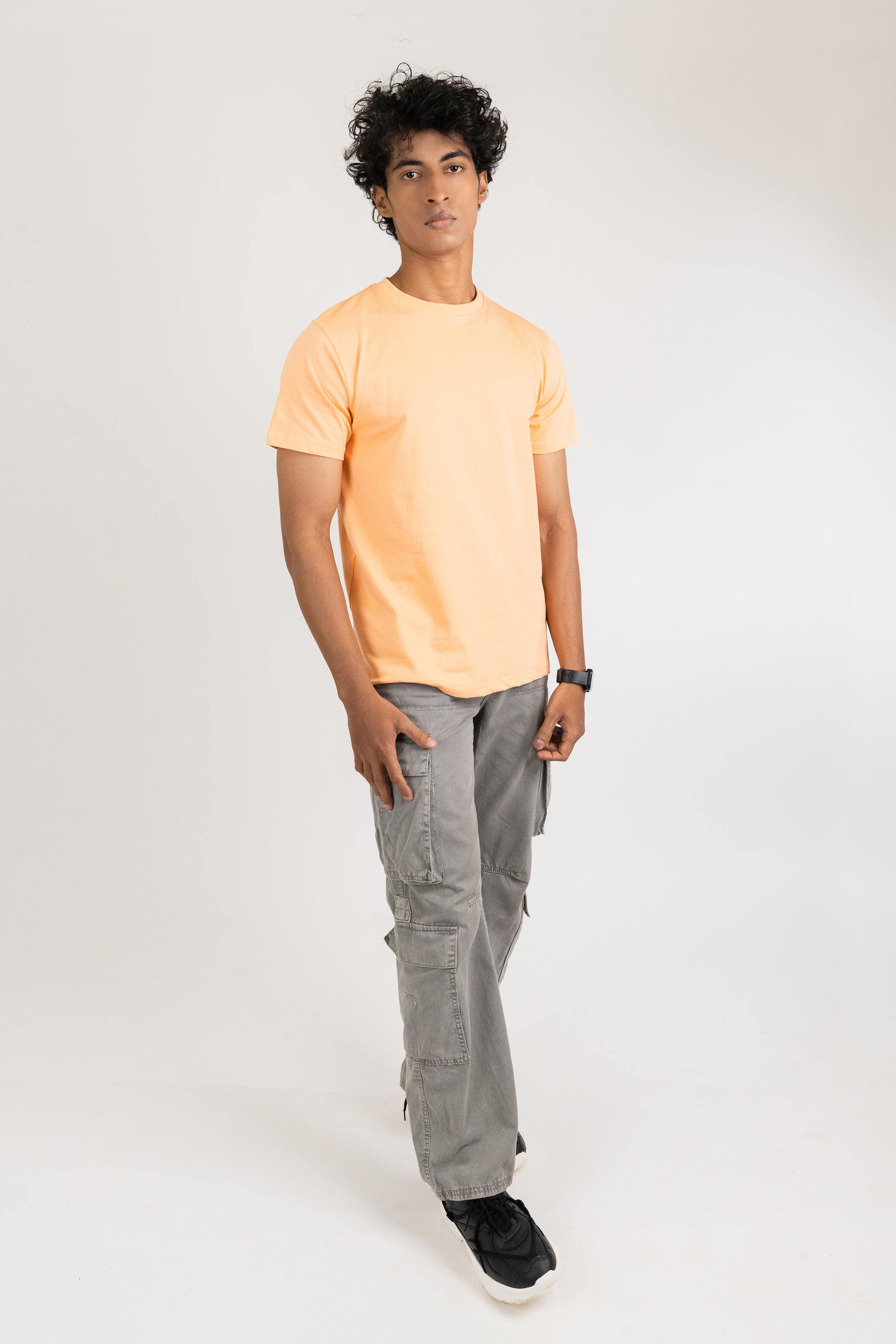 Mens Light Orange Classic Crew Neck - Hippikart