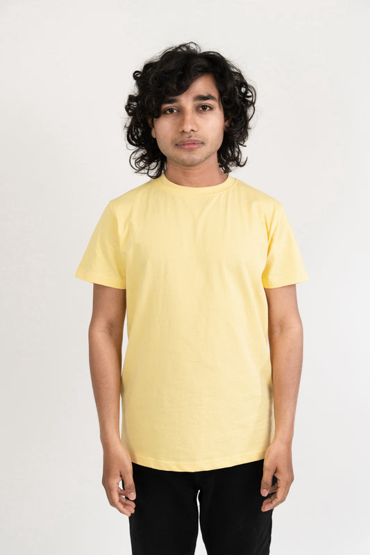 Mens Light Yellow Classic Crew Neck - Hippikart