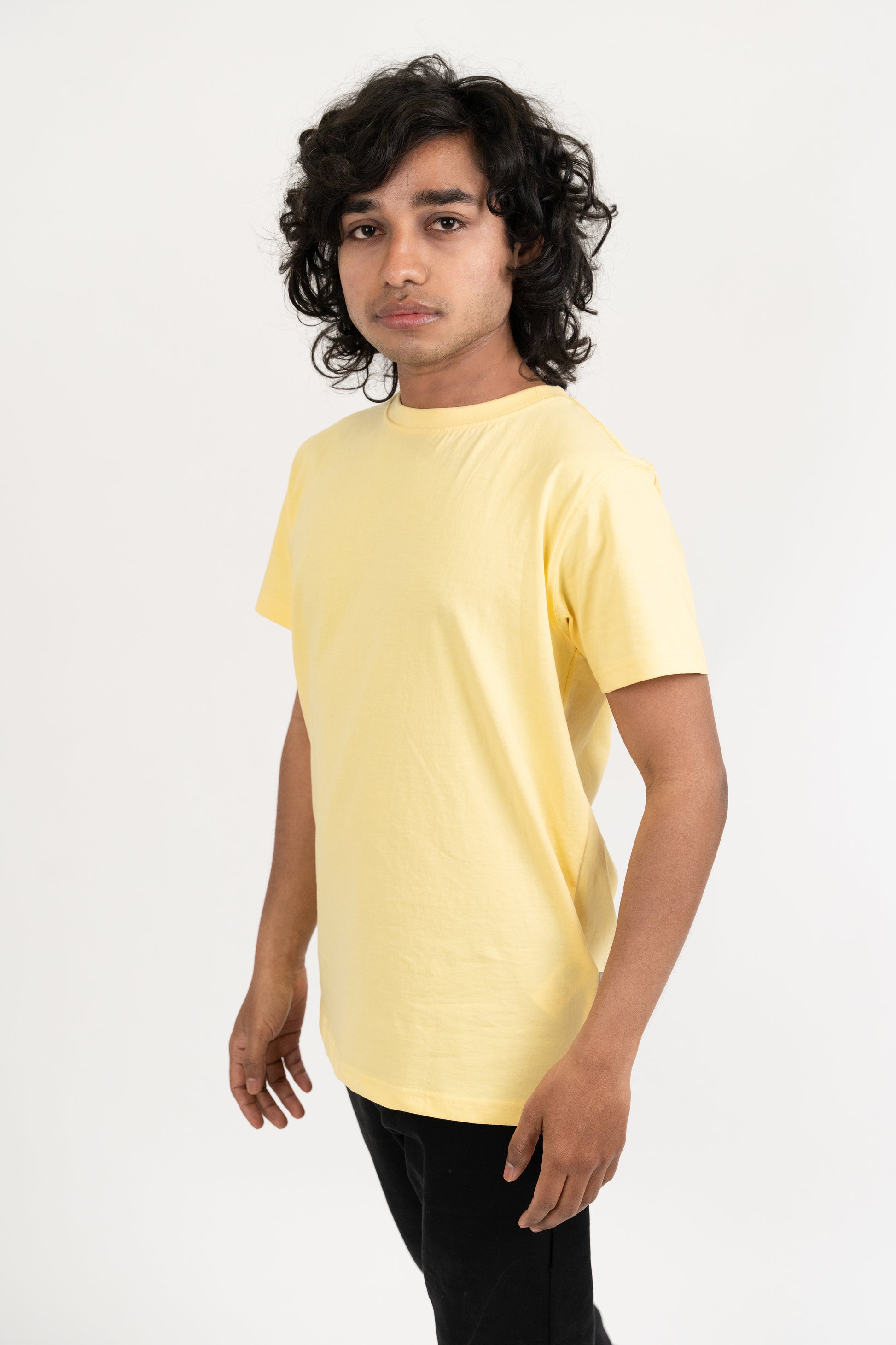 Mens Light Yellow Classic Crew Neck - Hippikart