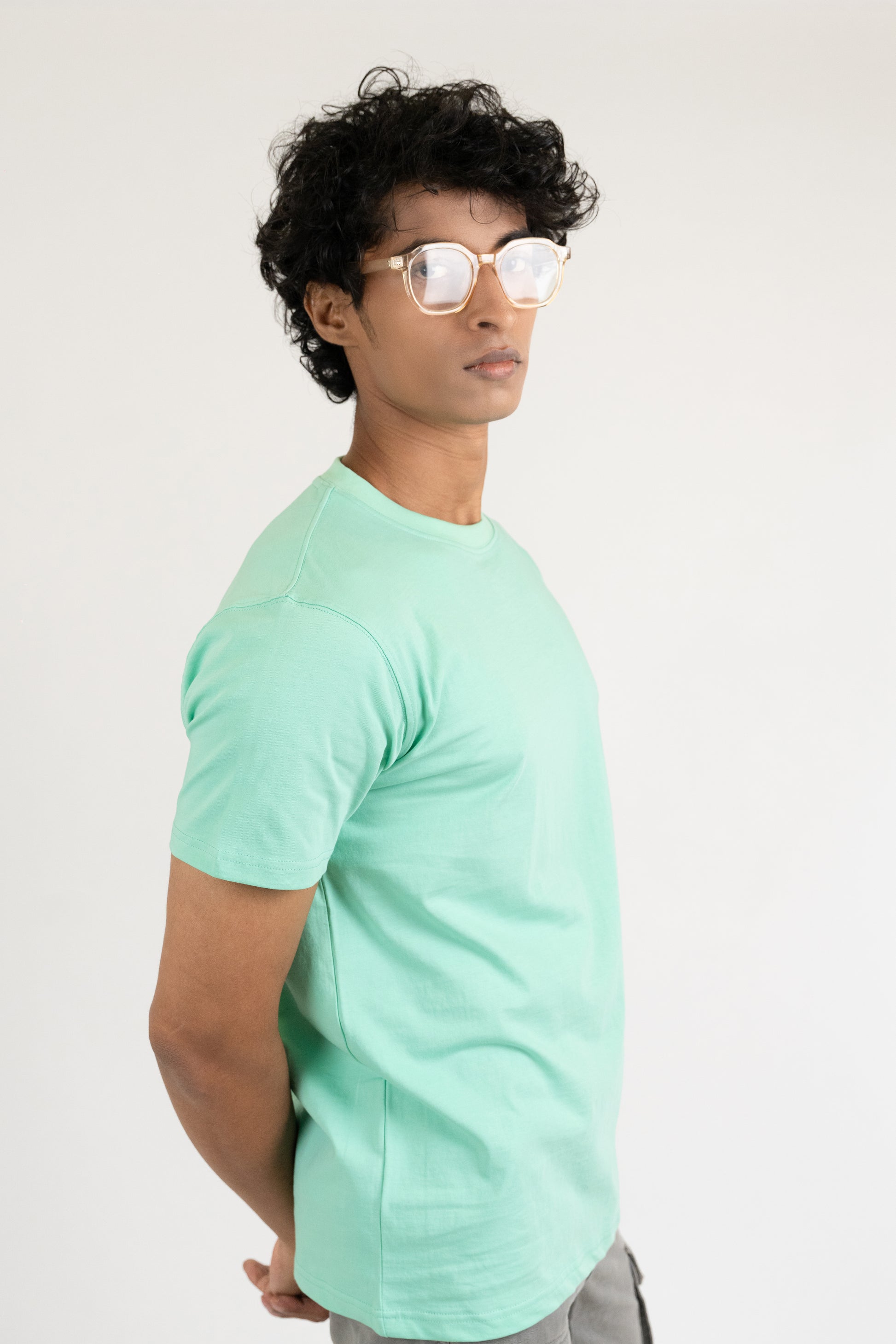 Mens Pastel Green Classic Crew Neck - Hippikart