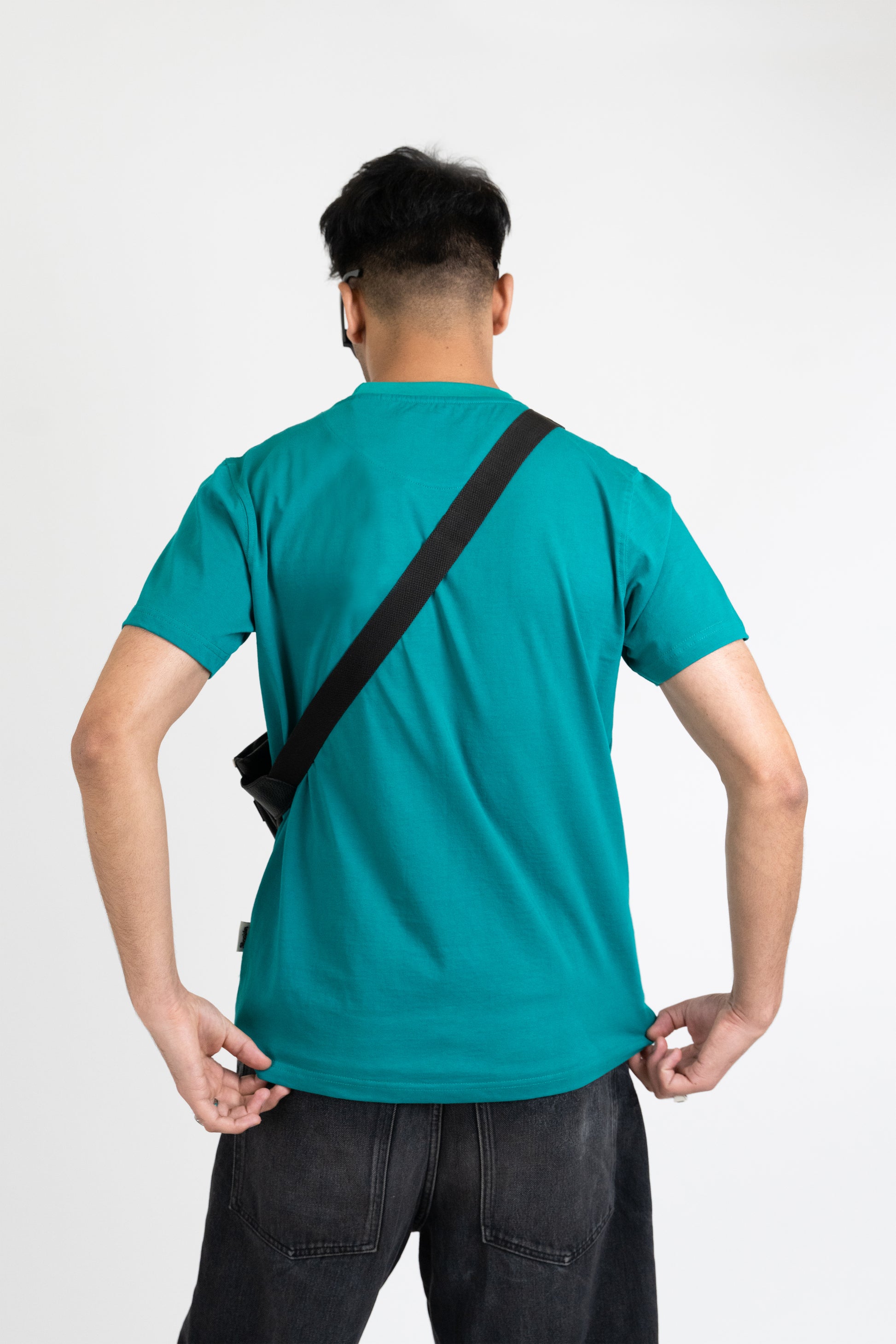 Mens Turquoise Green Classic Crew Neck - Hippikart