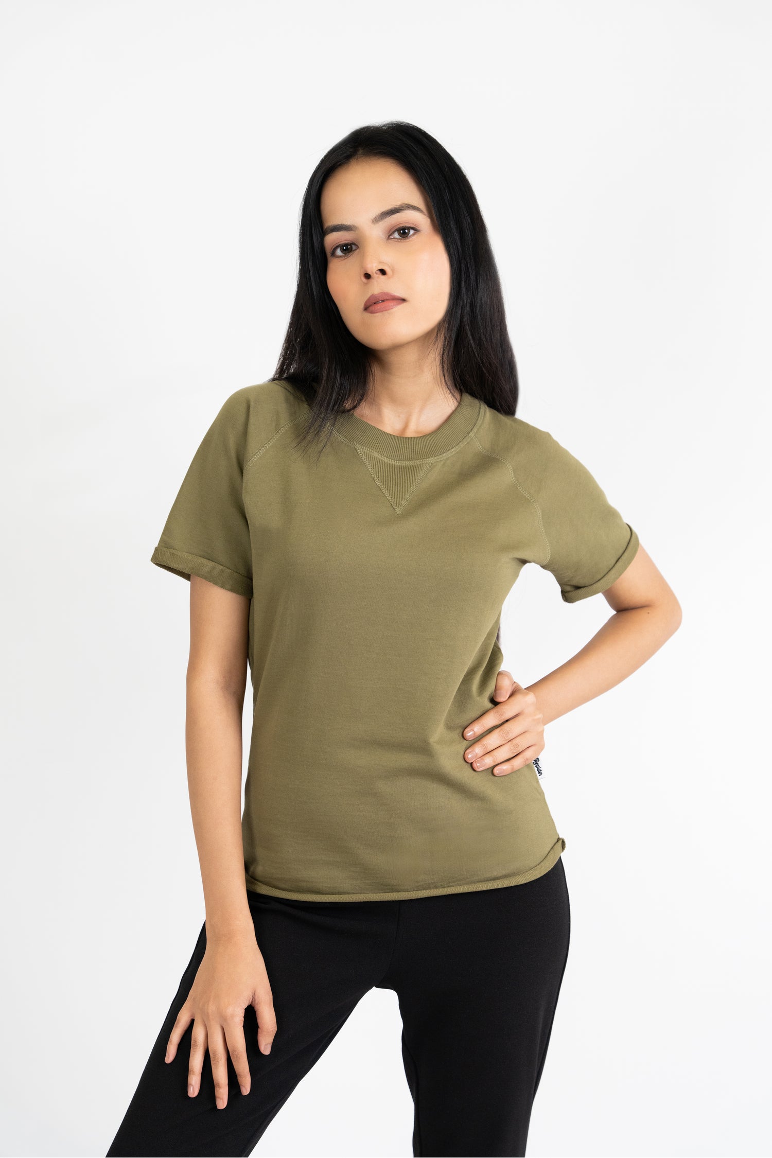 Womens-Terry Raglan Crew Neck