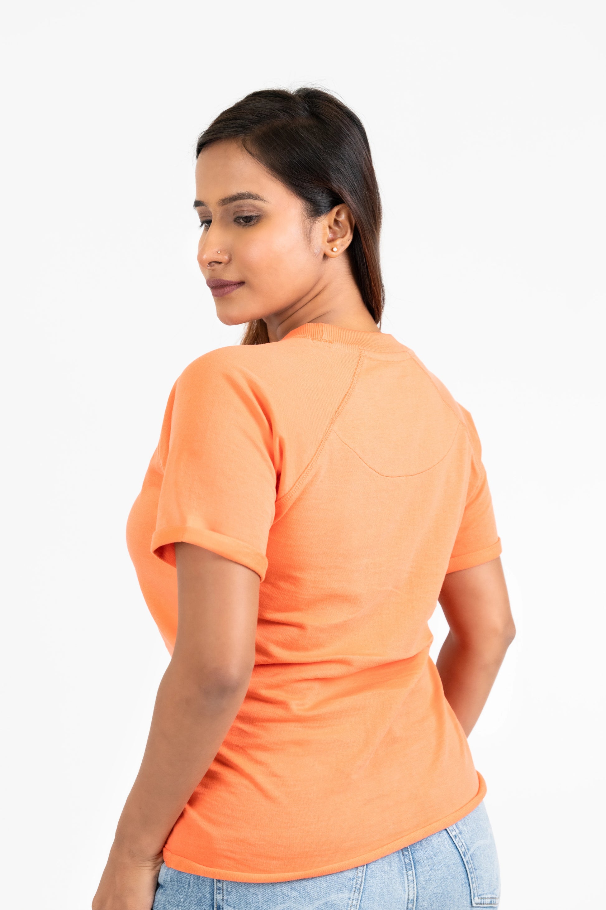 Womens Orange French Terry Raglan Crew Neck - Hippikart