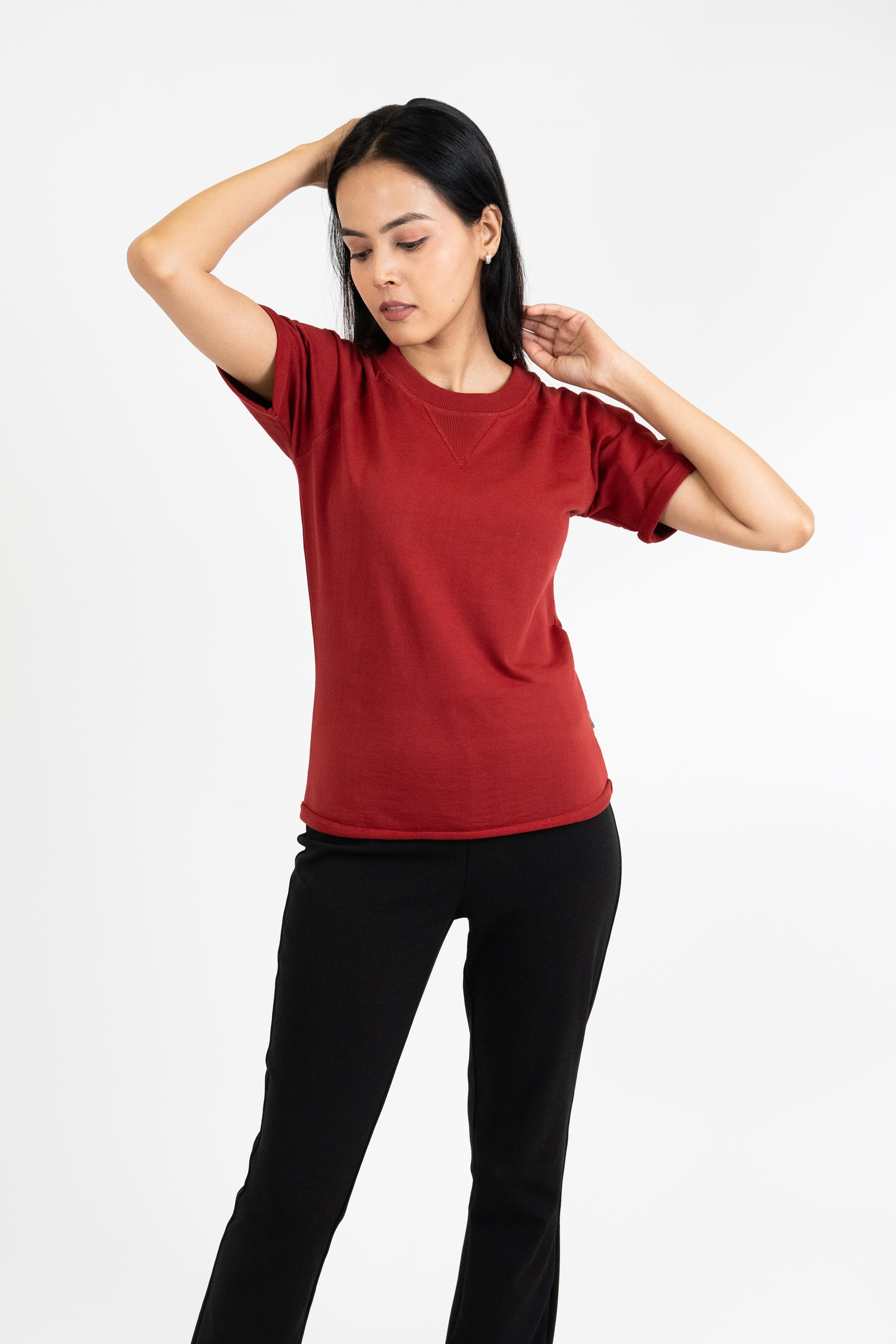 Womens Rust French Terry Raglan Crew Neck - Hippikart