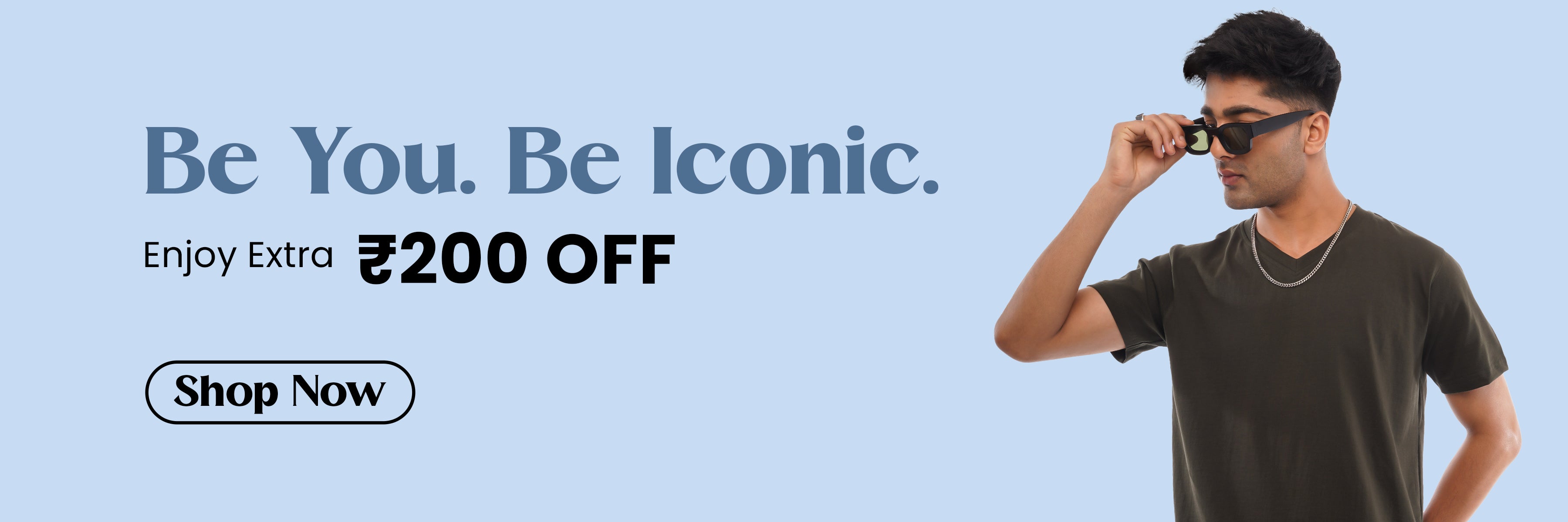  Fashion banner highlighting seasonal men's wear with bold typography and muted background.